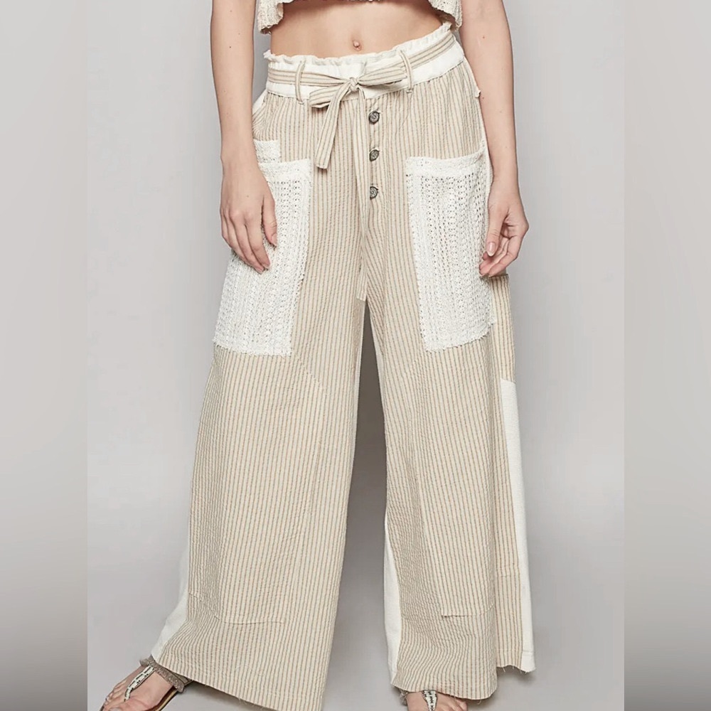 NEW RESTOCKED bestseller - POL Striped Front Pocket Woven Casual Wide leg pants.